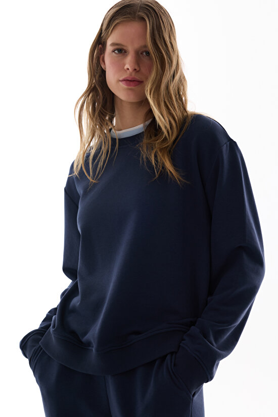 Navy Oversize Active Sweatshirt - 1