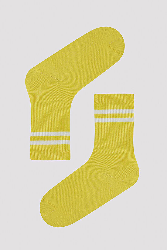 Kız Çocuk Pembe Sarı 3 lü Tenis Soket Çorap - 2
