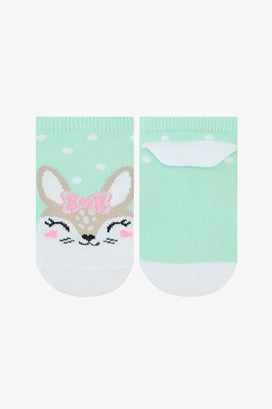 Kız Çocuk Cute Animals Çok Renkli 4lü Patik Çorap - 5