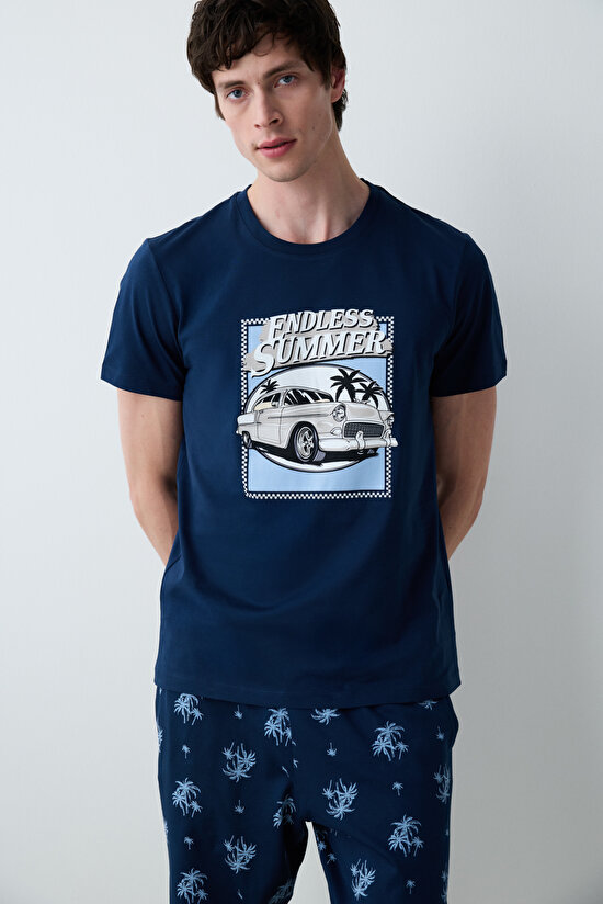 Summer Çok Renkli Pantolonlu Cepli Pijama Takımı - 3