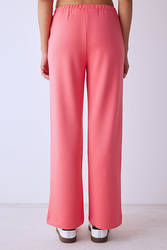 Mercan Yüksek Bel Geniş Paça Silky Touch Pantolon - 4