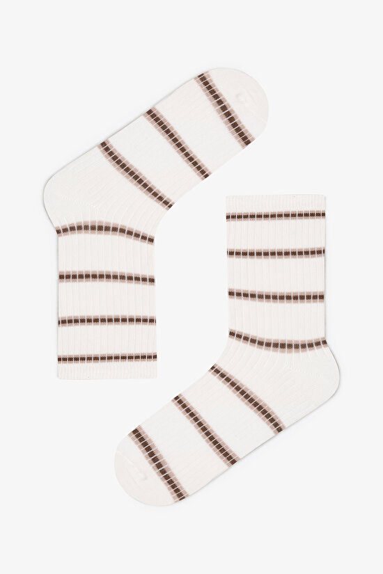 2 Çift Ayı Nakışlı ve Çizgili Soket Çorap 2 Çift Ayı Nakışlı ve Çizgili Soket Çorap - 3