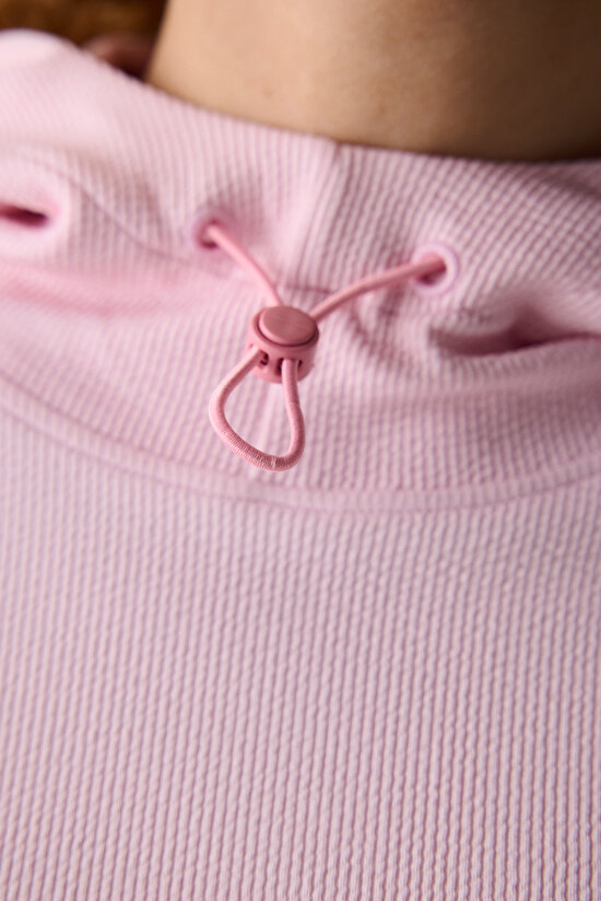 Pembe Kapüşonlu Hafif Kapüşonlu Üst - 7