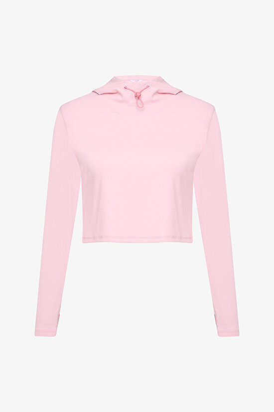 Pembe Kapüşonlu Hafif Kapüşonlu Üst - 10