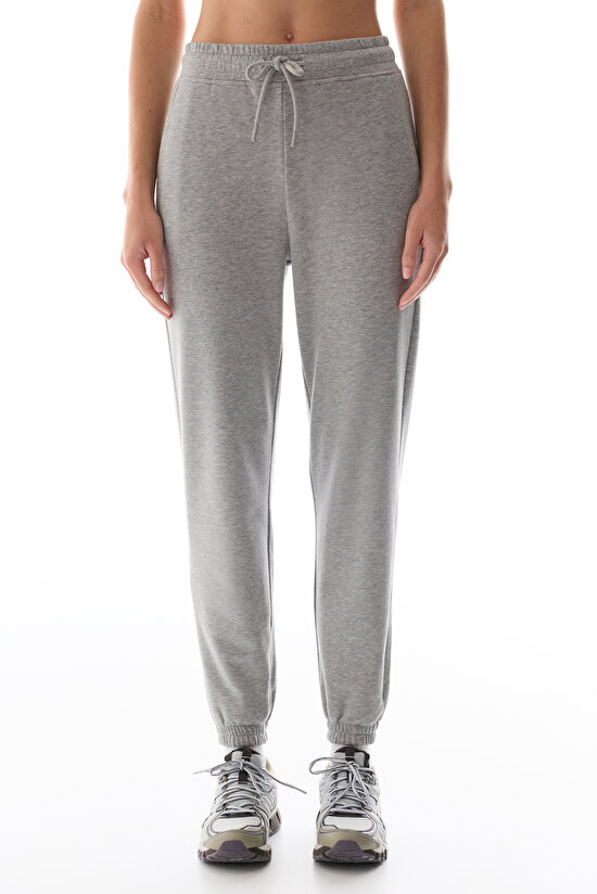 Grey Melange New High Waist Active Sweatpants - 1