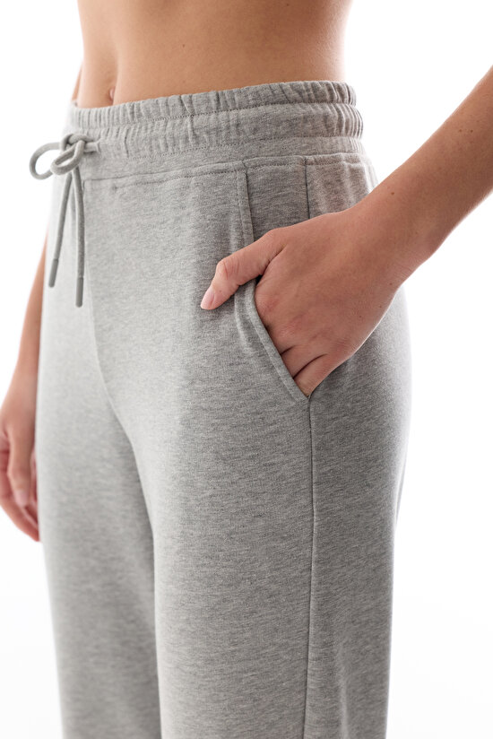 Grey Melange New High Waist Active Sweatpants - 3