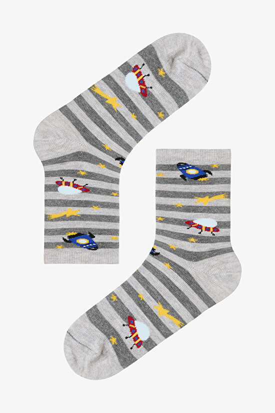 Multicolor Boys Stripe Spacecraft 4-pack Ankle Socks - 3