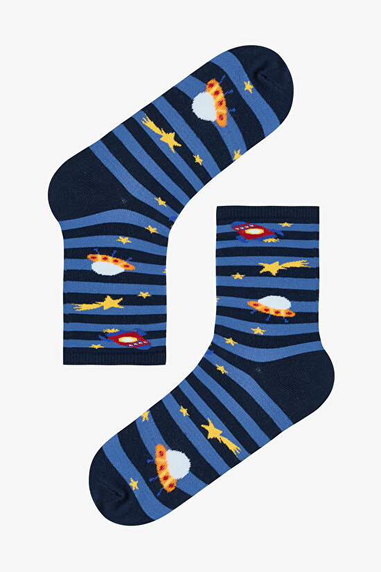 Multicolor Boys Stripe Spacecraft 4-pack Ankle Socks - 4