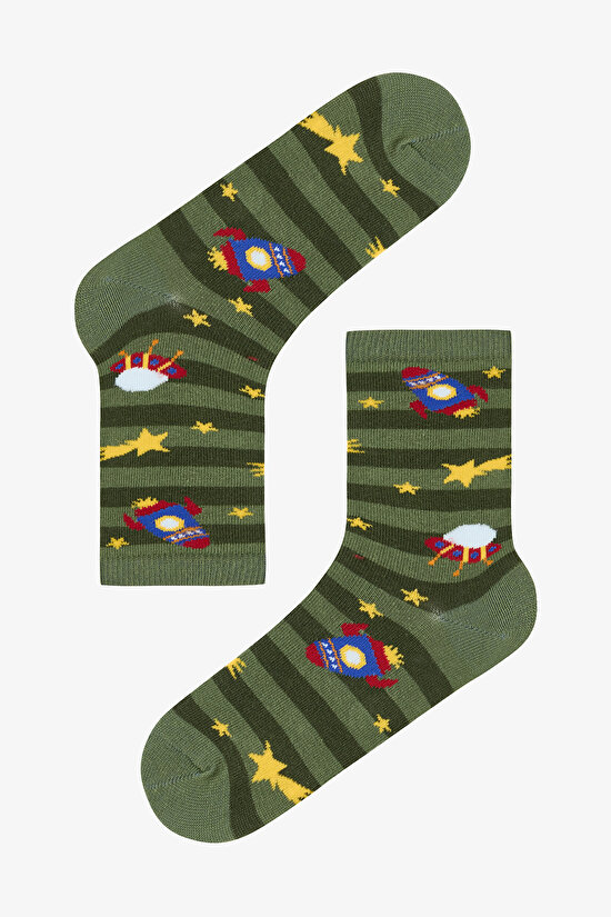 Multicolor Boys Stripe Spacecraft 4-pack Ankle Socks - 5
