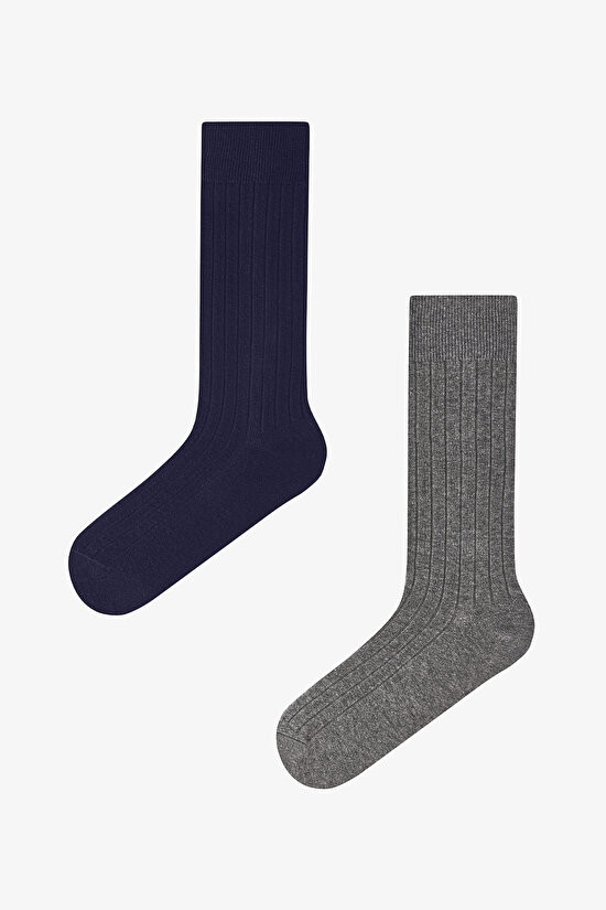 Cool Ribbed 2li Soket Çorap - 1