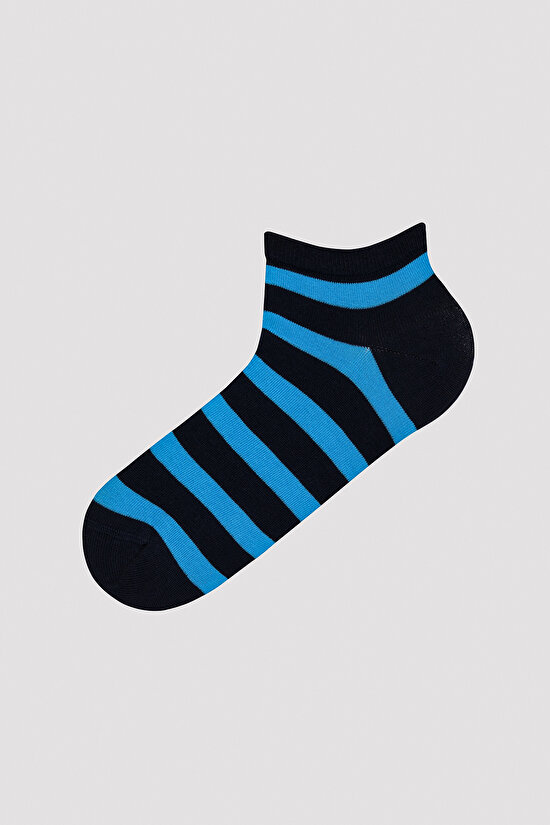 Men Blue Striped 2in1 Liner Socks - 2