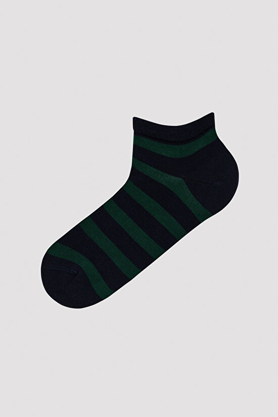 Men Blue Striped 2in1 Liner Socks - 4