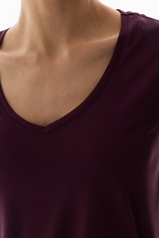 Bordo Modal V Yaka Tişört - 5