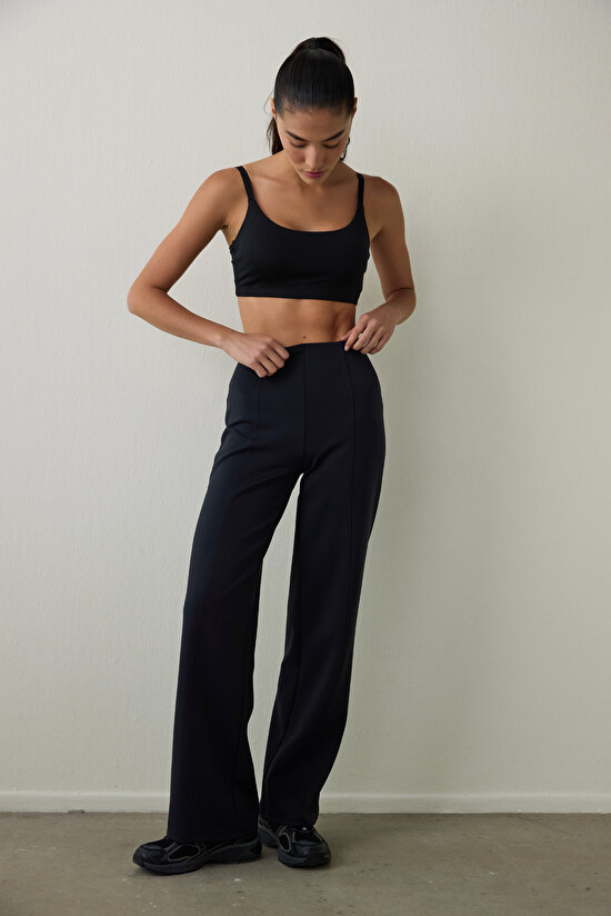 Black High Waist Shaping Straight Leg Pants Black High Waist Shaping Straight Leg Pants - 4