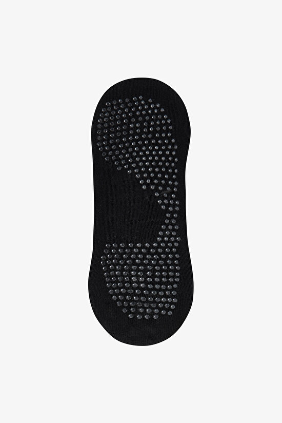 Black Non-Slip Sole Cotton Stone Detailed Banded Pilates & Yoga Socks - 3