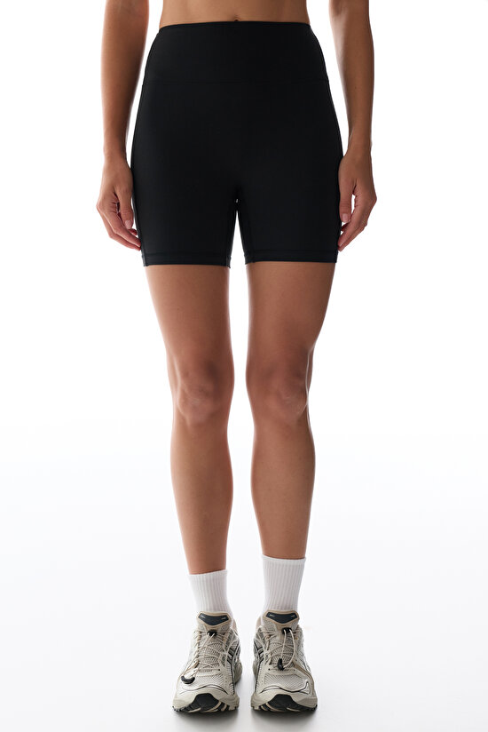 LYCRA Siyah Cream Hafif Destek Yüksek Bel Kısa Tayt - 2