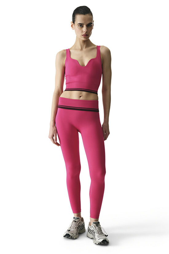 Pink Seamless Sweetheart Neck Removable Pad Sports Bra - 7
