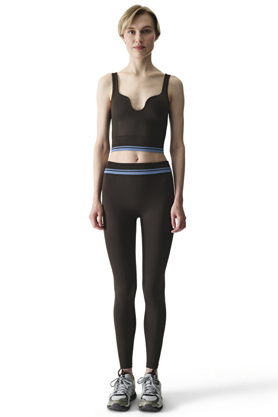 Haki Seamless Dikişsiz Kalp Yaka Çıkarılabilir Pedli Spor Sütyeni - 5