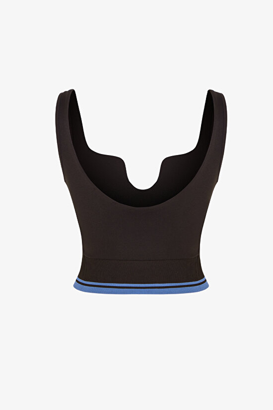 Haki Seamless Dikişsiz Kalp Yaka Çıkarılabilir Pedli Spor Sütyeni - 7