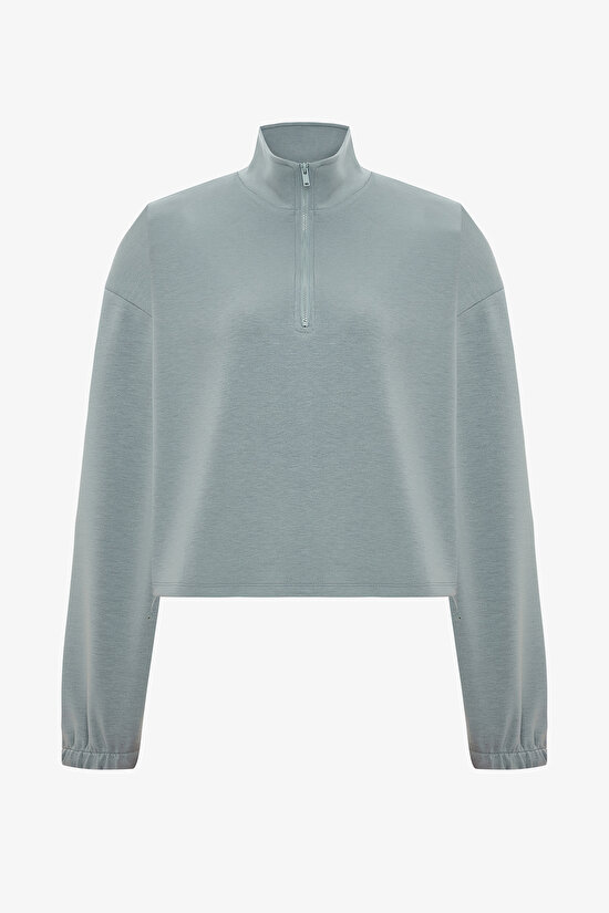 Gri Silky Feel Crop Sweatshirt - 1