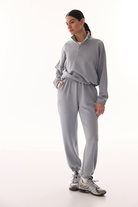 Gray Silky Feel Crop Sweatshirt - 5