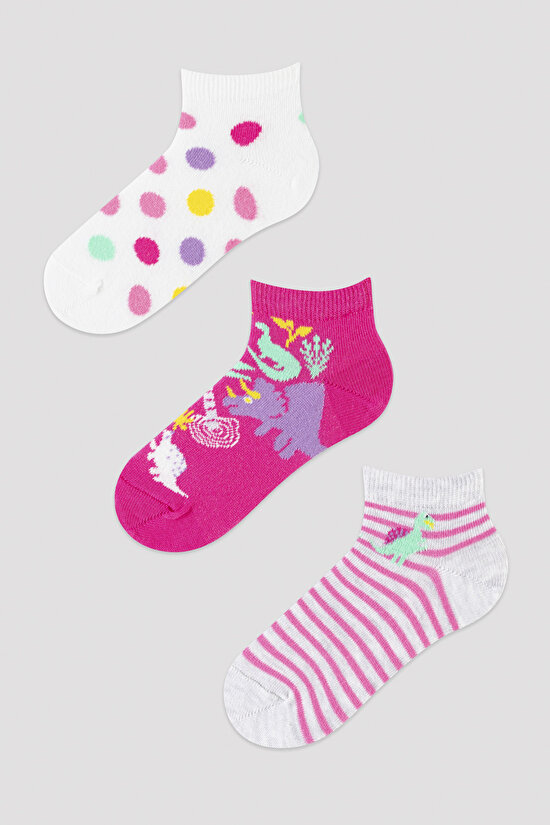 Multi Colour Girls Safari Park 3in1 Liner Socks - 1