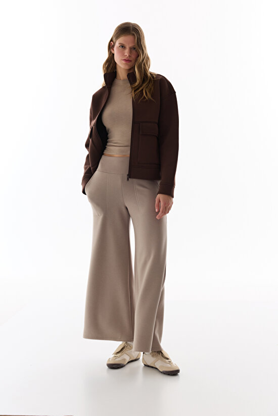 Brown Pocket Detail Scuba Jacket - 5