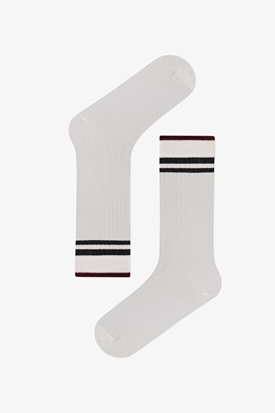 Marsmelov Retro Lines Çizgili Pamuklu 3 Çift Soket Çorap - 2