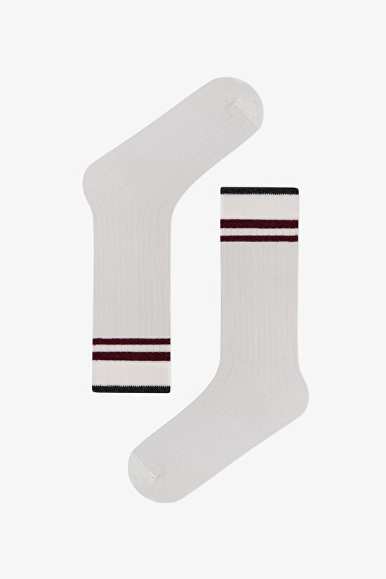 Marsmelov Retro Lines Çizgili Pamuklu 3 Çift Soket Çorap - 3