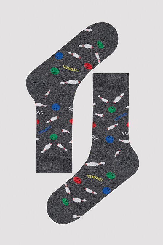 Erkek Bilardo Desenli Siyah 2li Soket Çorap - 3