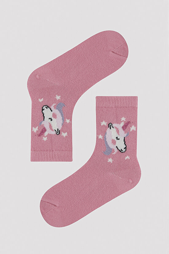 Kız Çocuk Unicorn Desenli 4 lü Soket Çorap - 2