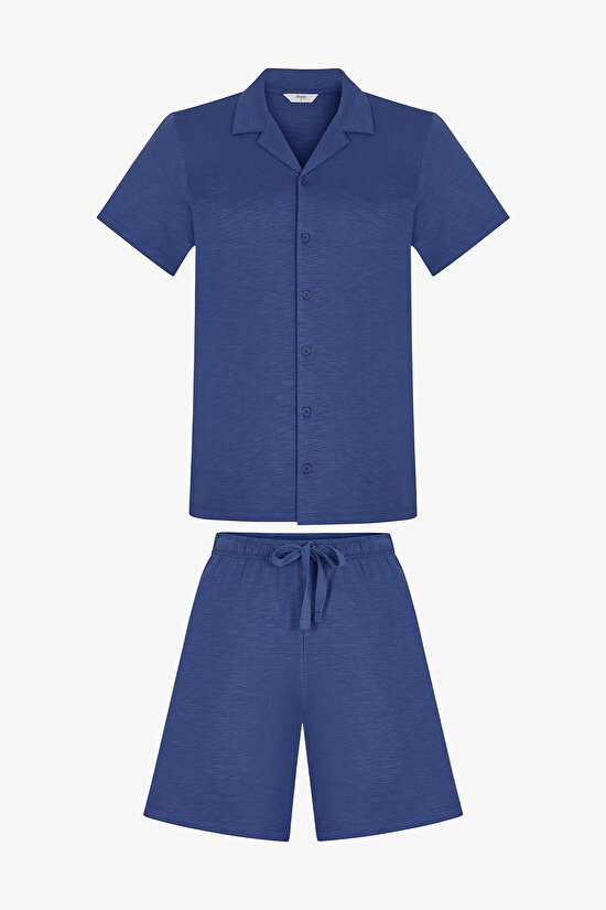 Erkek Renkli Tide Lounge Gömlek Pijama Takımı - 1