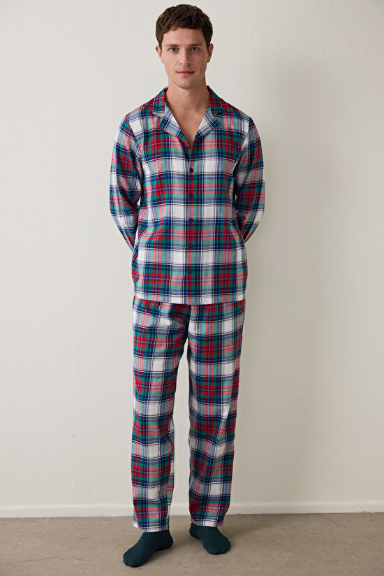 Ekoseli Light Erkek Uzun Kollu Gömlek Pijama Takımı - 3