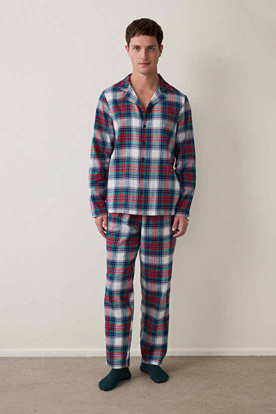 Ekoseli Light Erkek Uzun Kollu Gömlek Pijama Takımı - 4