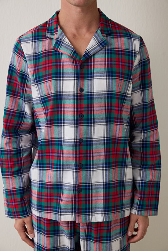 Ekoseli Light Erkek Uzun Kollu Gömlek Pijama Takımı - 8