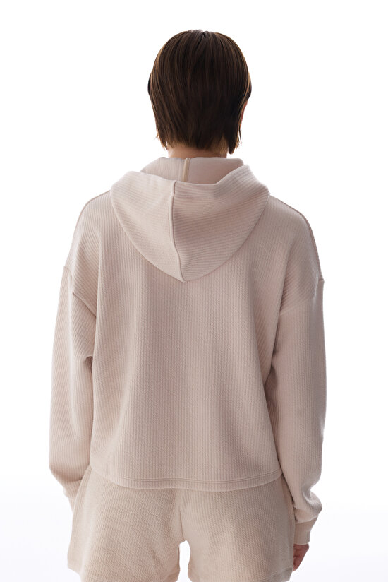 Pastel Beige Rib Hoodie - 6