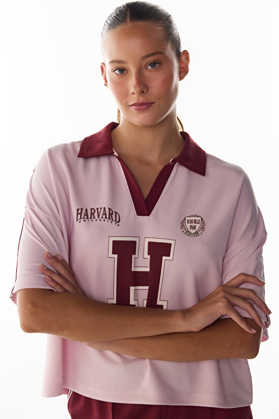 Pink Harvard Jersey Short Sleeve T-Shirt - 1