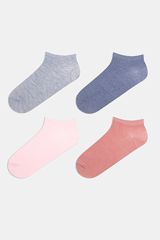 Basic 4 lü Pembe Patik Çorap - 1