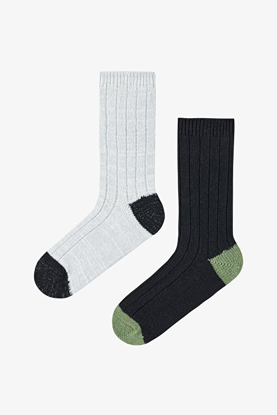 2 Çift Parıltılı Kalın Soket Çorap - 1