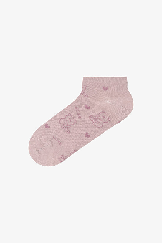 5 Pairs of Cotton Teddy Bear Patterned Liner Socks - 3