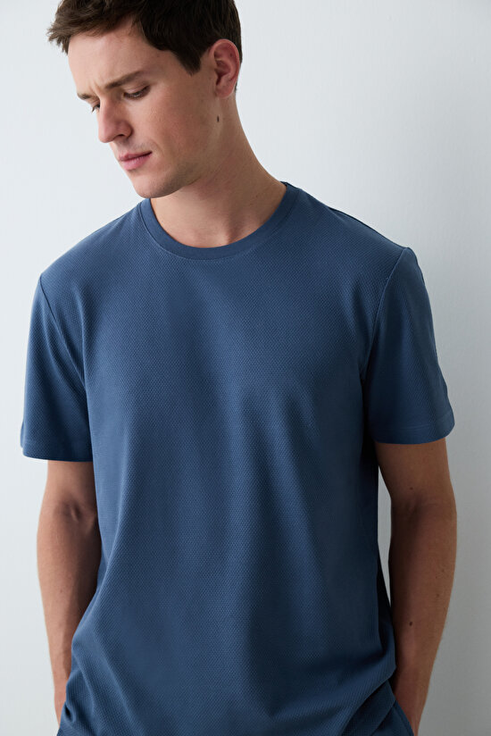 Basic Blue Gri Şortlu Pijama Takımı - 3