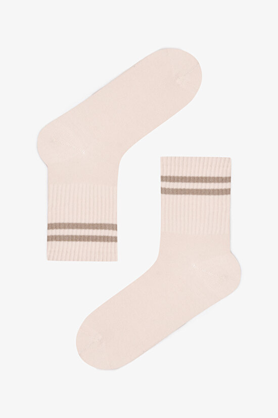 3 Pairs of Cotton Striped Ribbed Socket Socks - 3