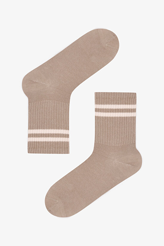 3 Pairs of Cotton Striped Ribbed Socket Socks - 4