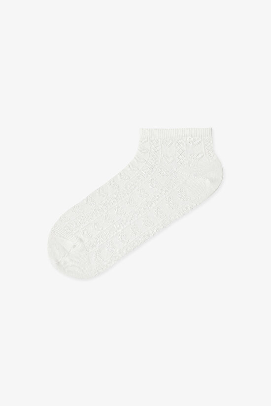 Siyah - Gri Heart Jacquard 5'li Patik Çorap - 2