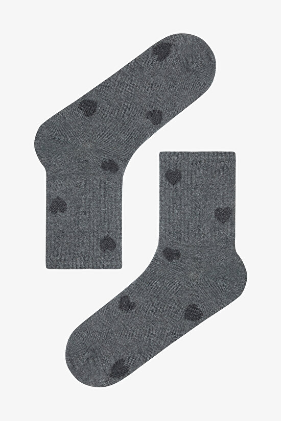 5 Pairs of Cotton Heart Patterned Tennis Socket Socks - 3