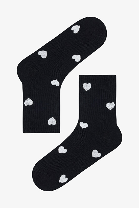 5 Pairs of Cotton Heart Patterned Tennis Socket Socks - 4