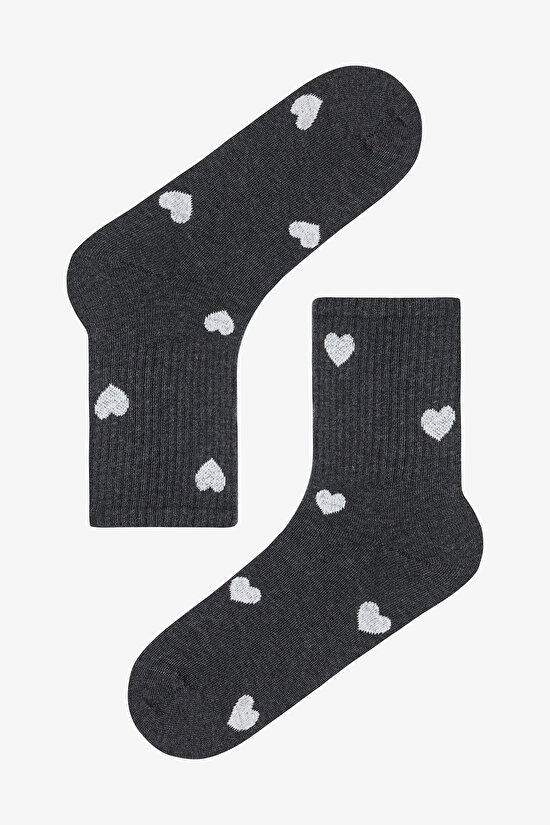 5 Pairs of Cotton Heart Patterned Tennis Socket Socks - 5