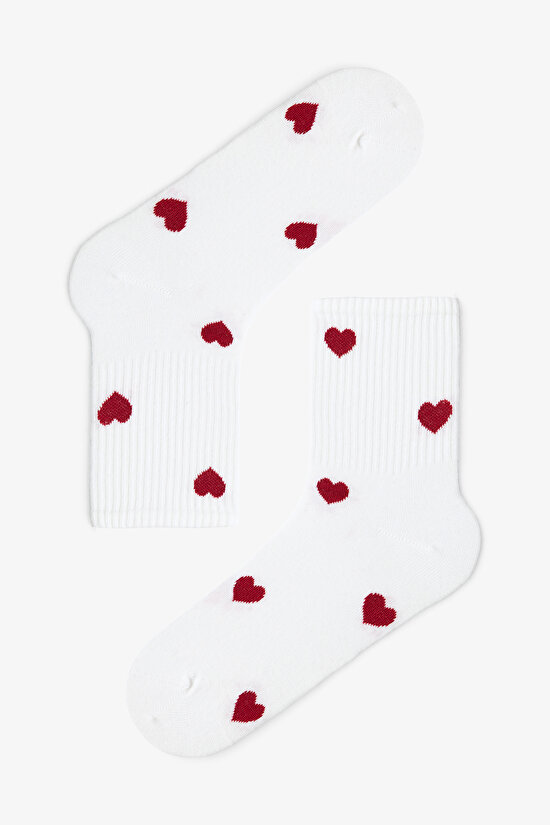 5 Pairs of Cotton Heart Patterned Tennis Socket Socks - 6