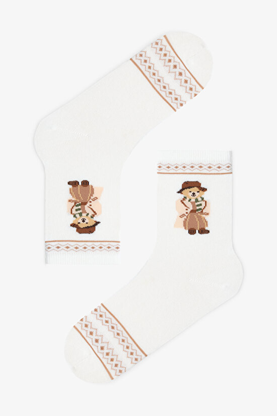 2 Pairs of Cotton Bear Patterned Socket Socks - 3