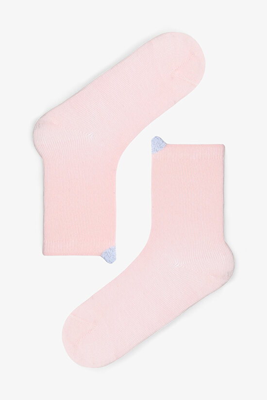 Gümüş Rengi Kız Çocuk Kalp Desenli 4'lü Soket Çorap - 5